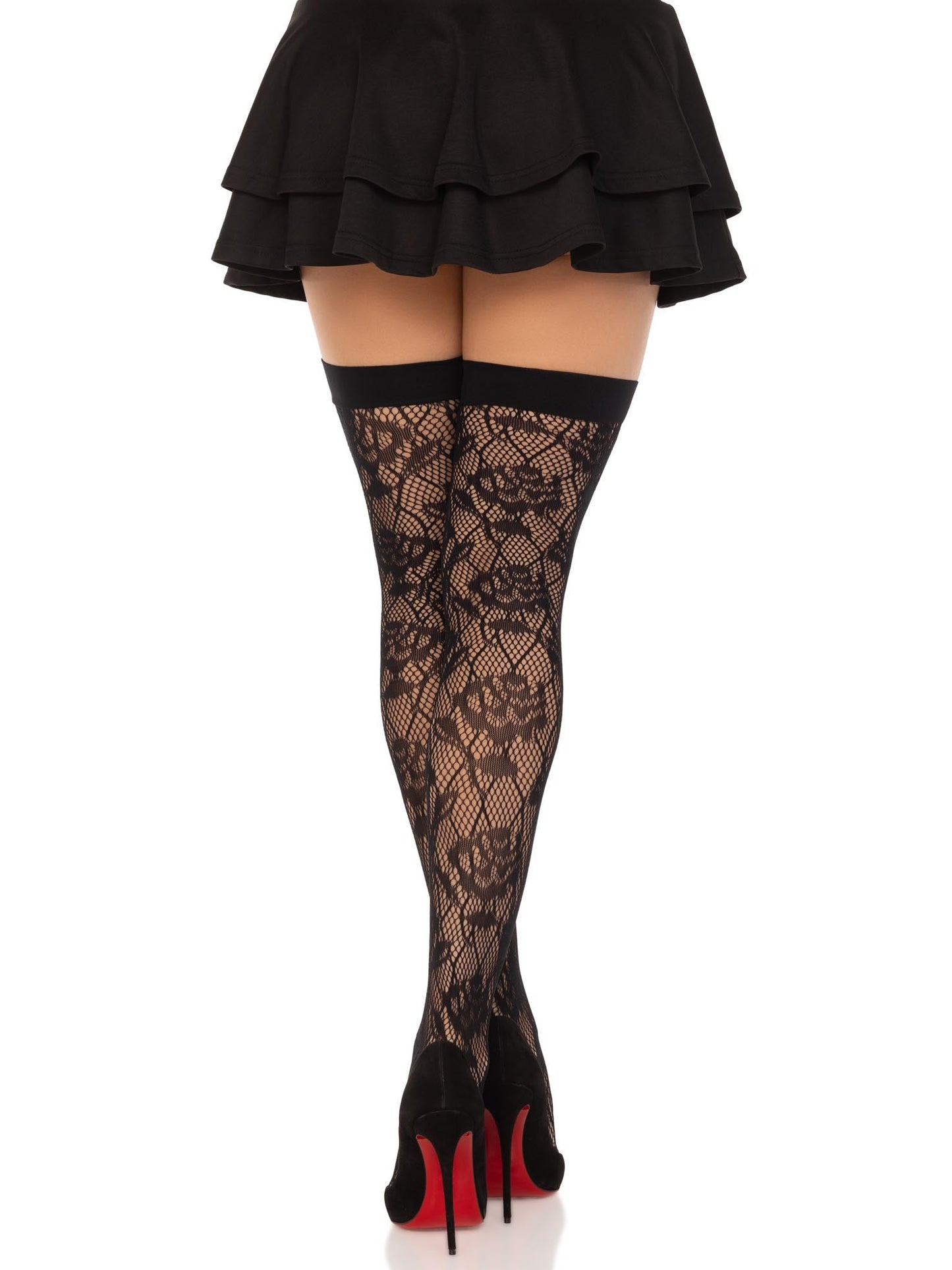 Wild Rose Net Thigh Highs -  - Hosiery