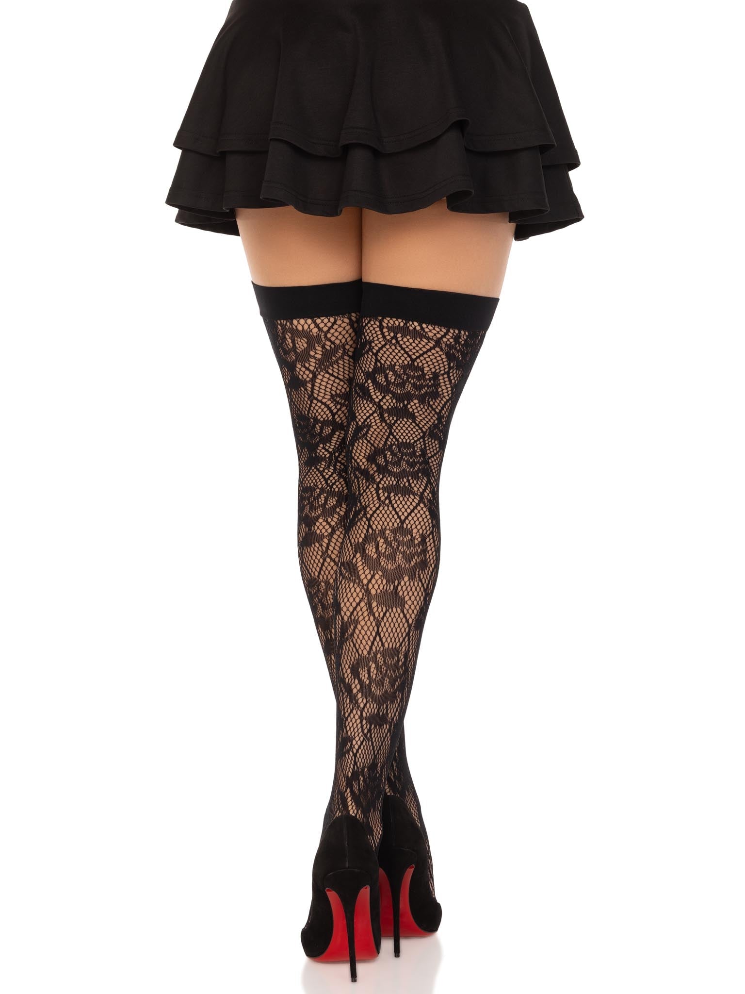 Wild Rose Net Thigh Highs -  - Hosiery
