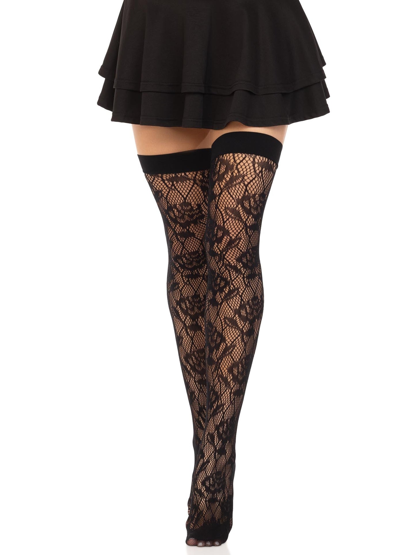 Wild Rose Net Thigh Highs -  - Hosiery