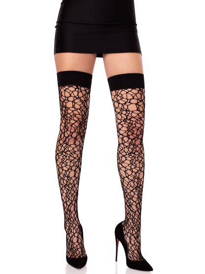 Fractured Net Thigh Highs - Gothic Fishnet Stockings - Alternative Fashion Hosiery -  - Fishnet Thigh Highs