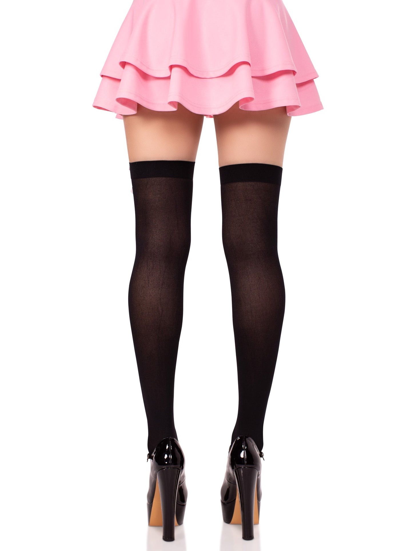 Crossbone Opaque Thigh Highs - Pirate Gothic Hosiery - Alternative Fashion Stockings