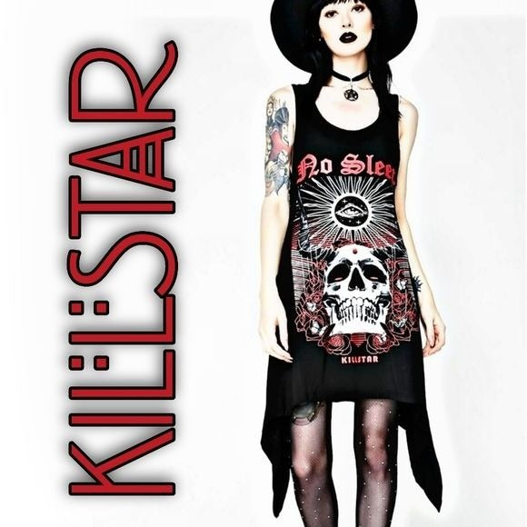 Shark Bite Hem Dress | No Sleep | Decadence Gothic Black Vest Dress - Killstar - Dresses