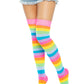 Leigh Rainbow Thigh High Stockings - Neon Striped Stockings - Colorful Hosiery -  - Thigh High Stockings