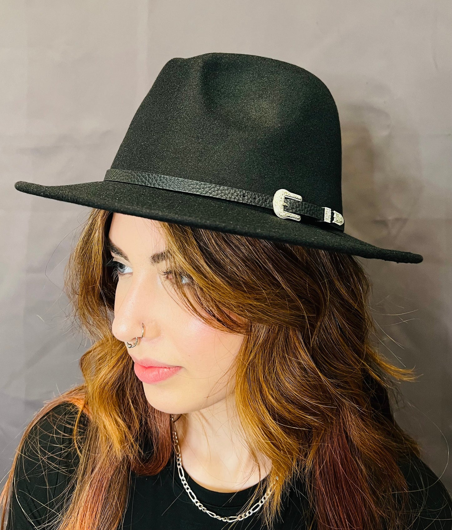 Vegan Felt Hat - Plain - Western Buckle - READY TO SHIP -  - 
