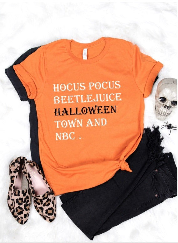 "Halloween Movies" Orange And Black Tee - Unisex Shirt -  - Shirts