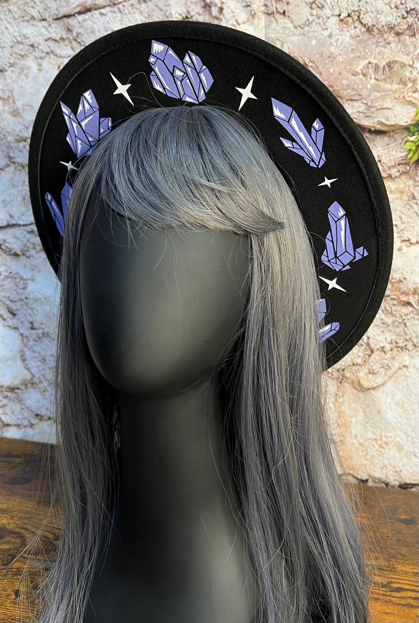 Vegan Felt Wide Brim Hat - "Lavender Crystals" -  - 