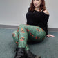 "Creeping Jack Vine" Black Vintage Cat Johanna Parker Exclusive - High-quality Handcrafted Vibrant Leggings -  - Leggings