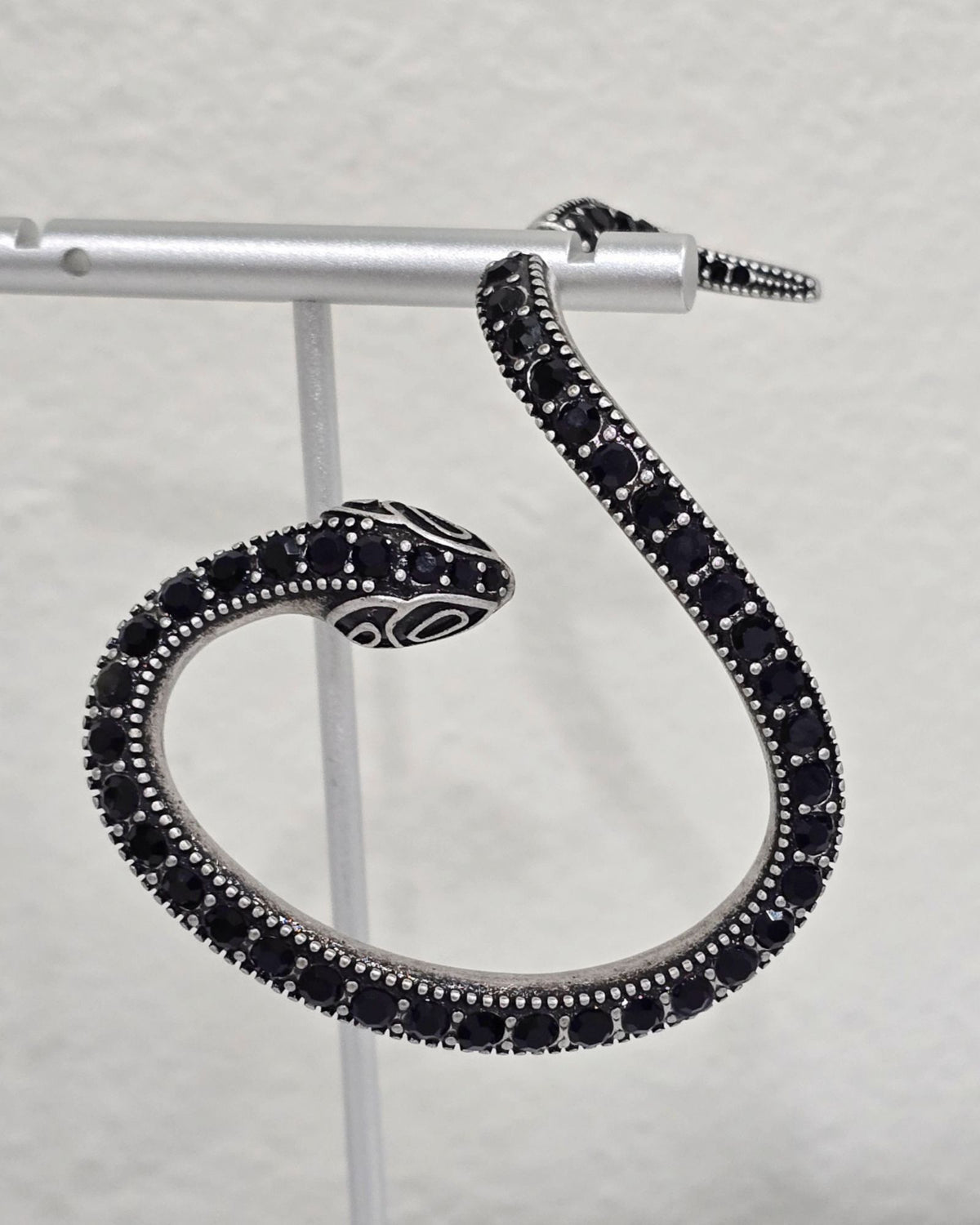 Killstar Temptation Snake Earring Black Crystal Darkened Silver Right Ear Cuff