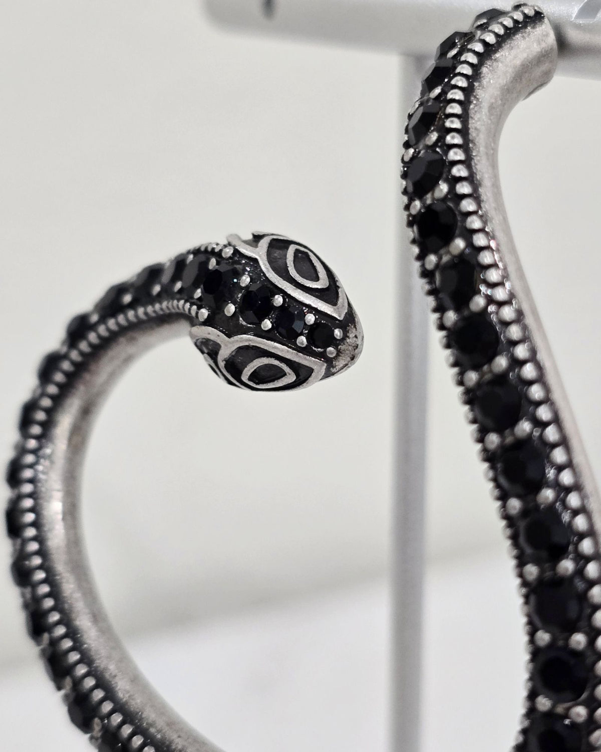 Killstar Temptation Snake Earring Black Crystal Darkened Silver Right Ear Cuff