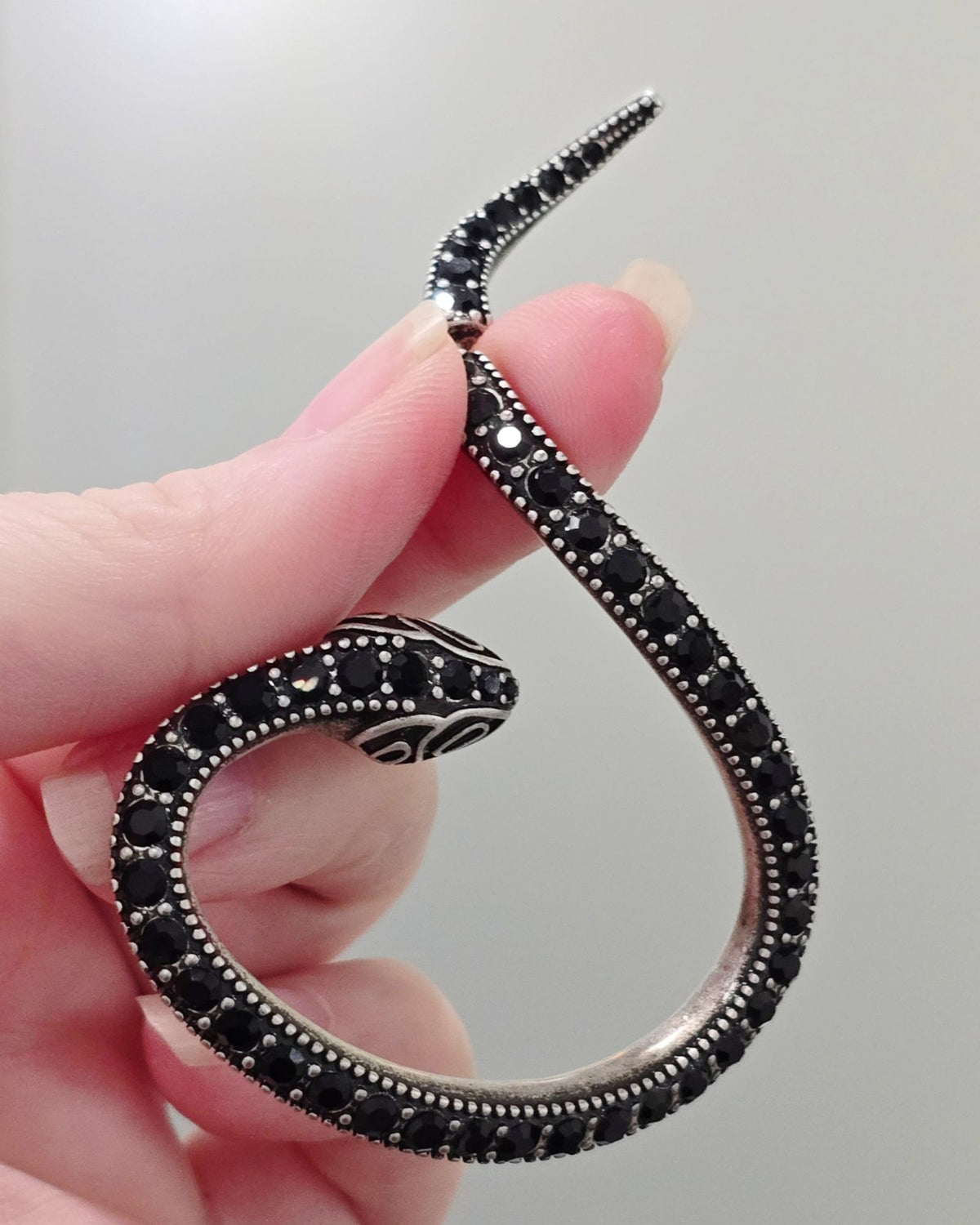 Killstar Temptation Snake Earring Black Crystal Darkened Silver Right Ear Cuff