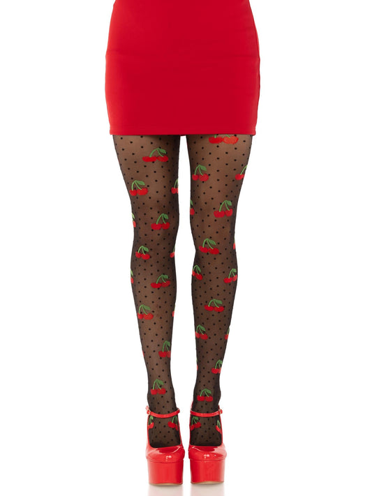 Cherry Pie Dotted Tights - Rockabilly Hosiery - Retro Pin Up Tights