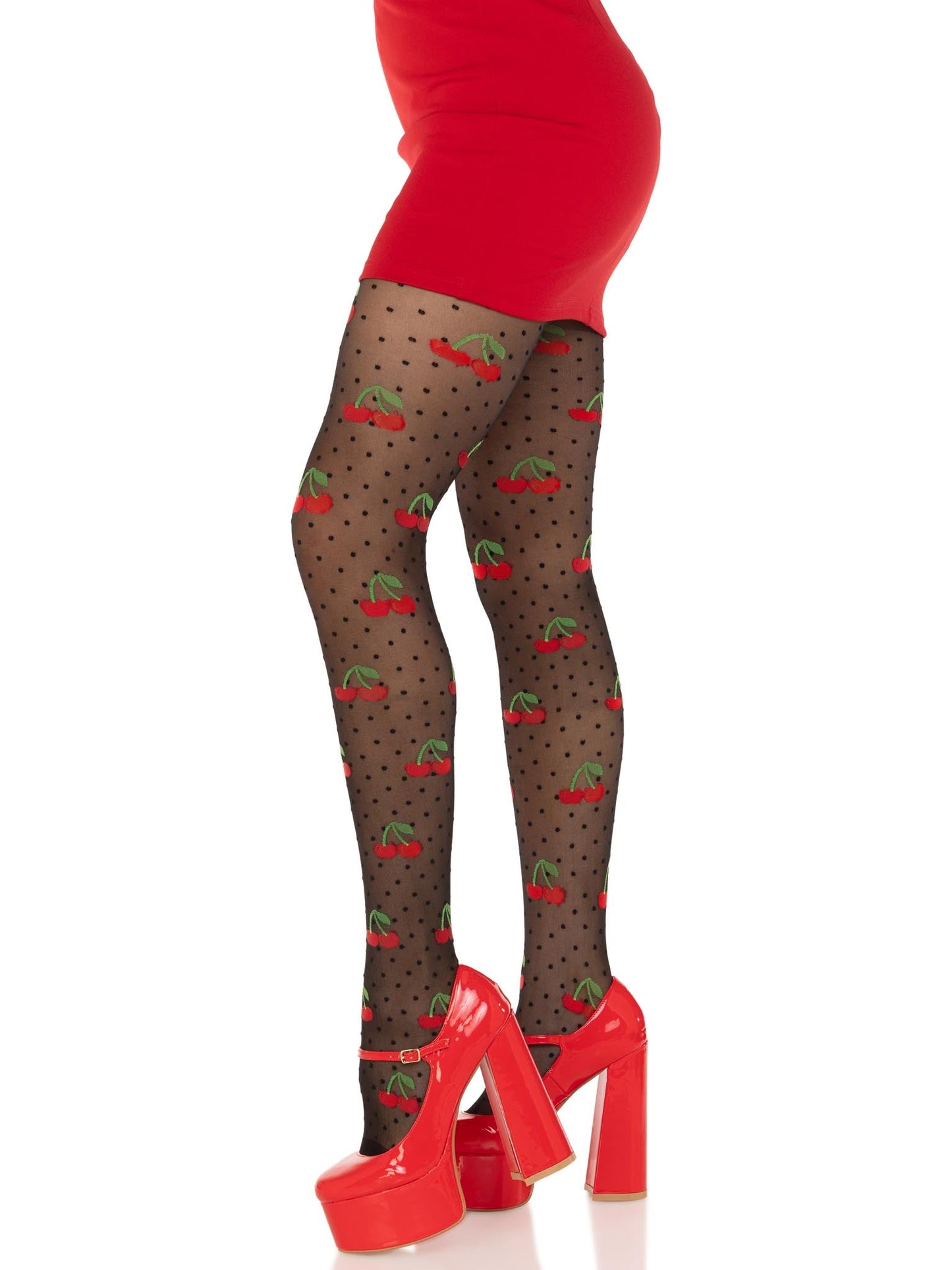 Cherry Pie Dotted Tights - Rockabilly Hosiery - Retro Pin Up Tights