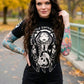 Killstar Trouble Gothic Graphic Mini Dress Black Occult Witchy T Shirt Dress S