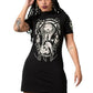 Killstar Trouble Gothic Graphic Mini Dress Black Occult Witchy T Shirt Dress S