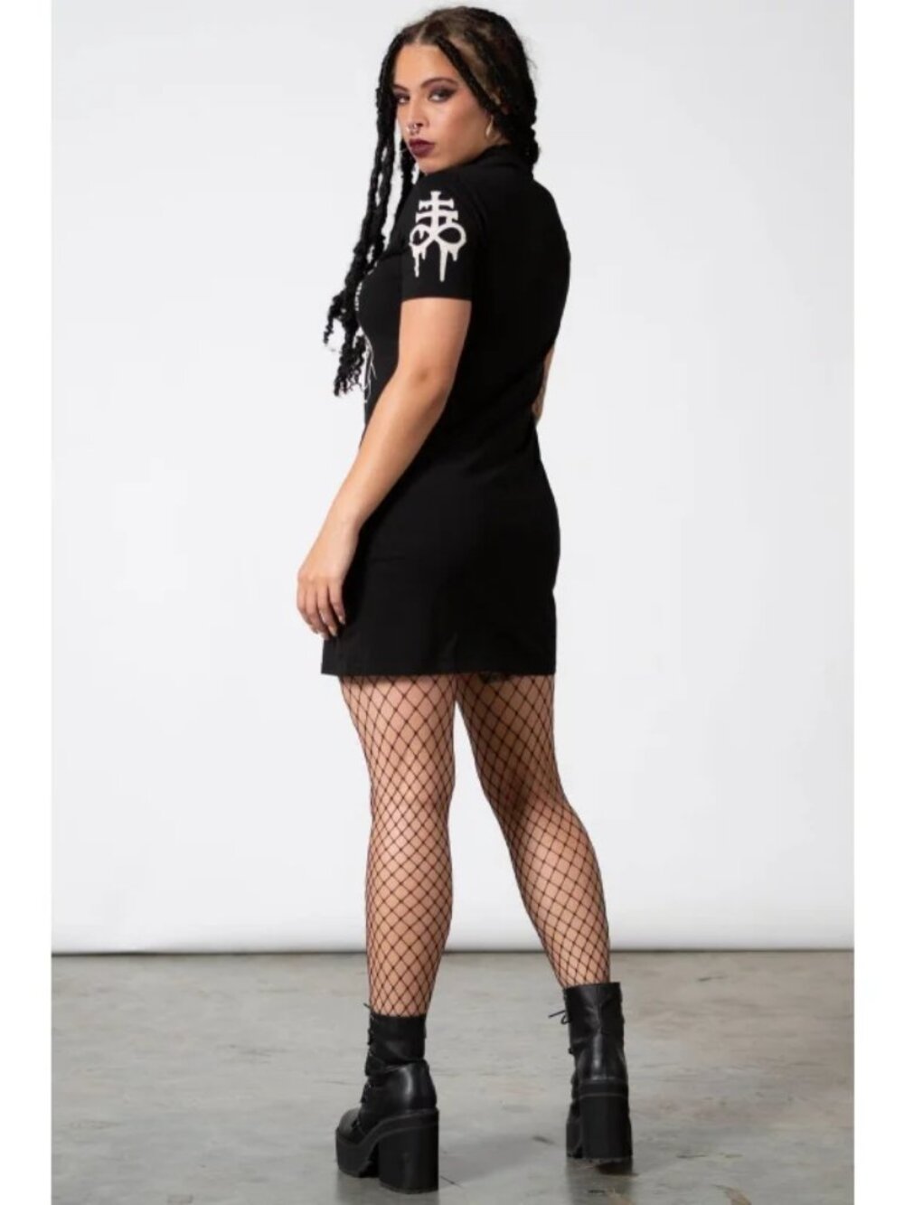 Killstar Trouble Gothic Graphic Mini Dress Black Occult Witchy T Shirt Dress S