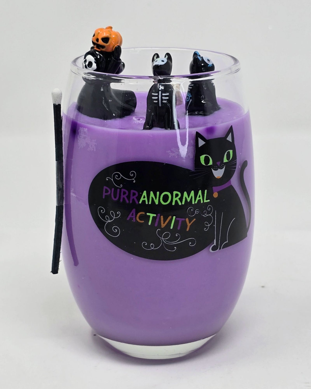 Artisan One Moon Flame Purr-fect Haunt Chamomile Lavender Wine Glass Candle