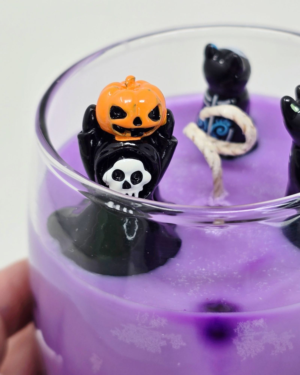 Artisan One Moon Flame Purr-fect Haunt Chamomile Lavender Wine Glass Candle
