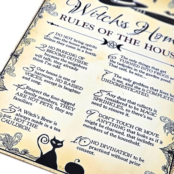 Vintage Metal Sign | Indoor/Outdoor | Witch's Home Gold, Black - A Gothic Universe - Signs