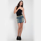 Split Front Distressed Denim & Camo Twill Skirt - Tripp NYC - Skirt