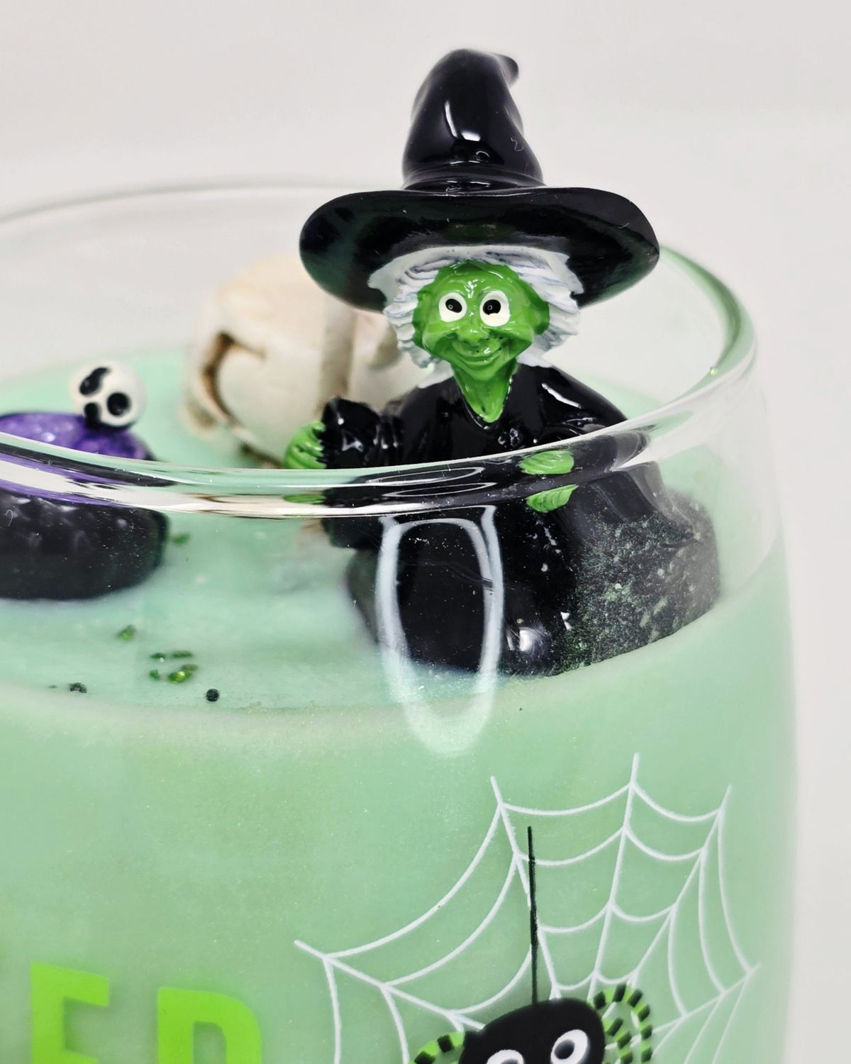 Artisan One Moon Flame Crypt Keeper Cornbread Pumpkin Wine Glass Candle