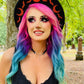 Vegan Felt Wide Brim Hat - "Orange Bat Moon" -  - 
