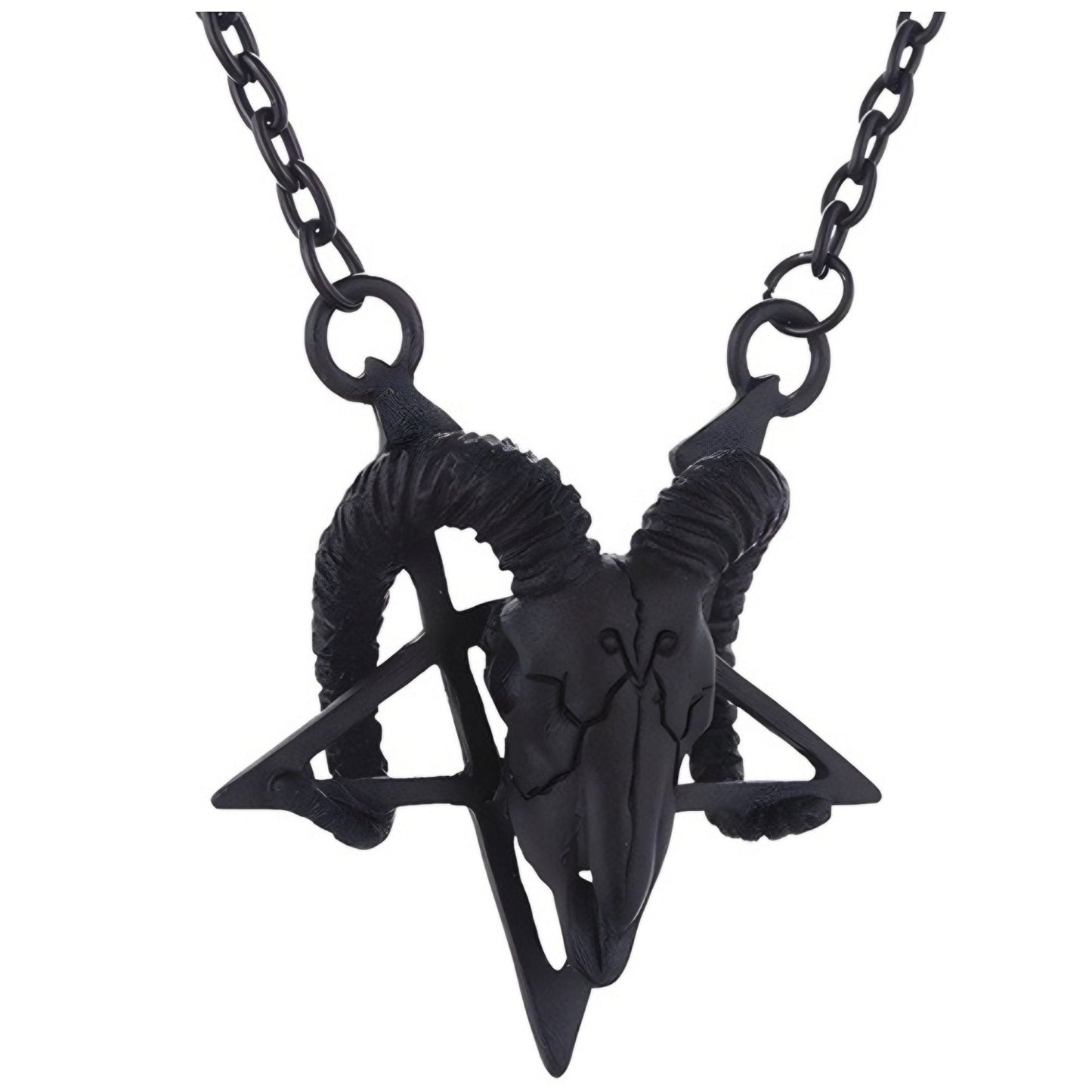 Black Ram Skull Pentagram Necklace Adjustable Chain Pagan Occult Witchcraft Amulet - Restyle - Jewelry