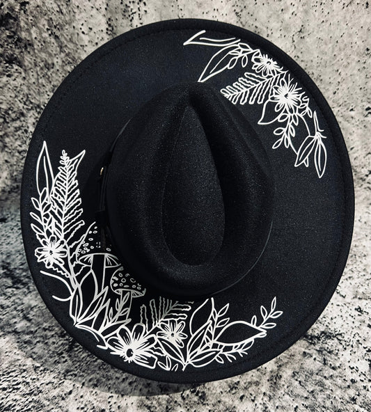 Vegan Felt Hat - XL Brim - Cottage Floral -  - 