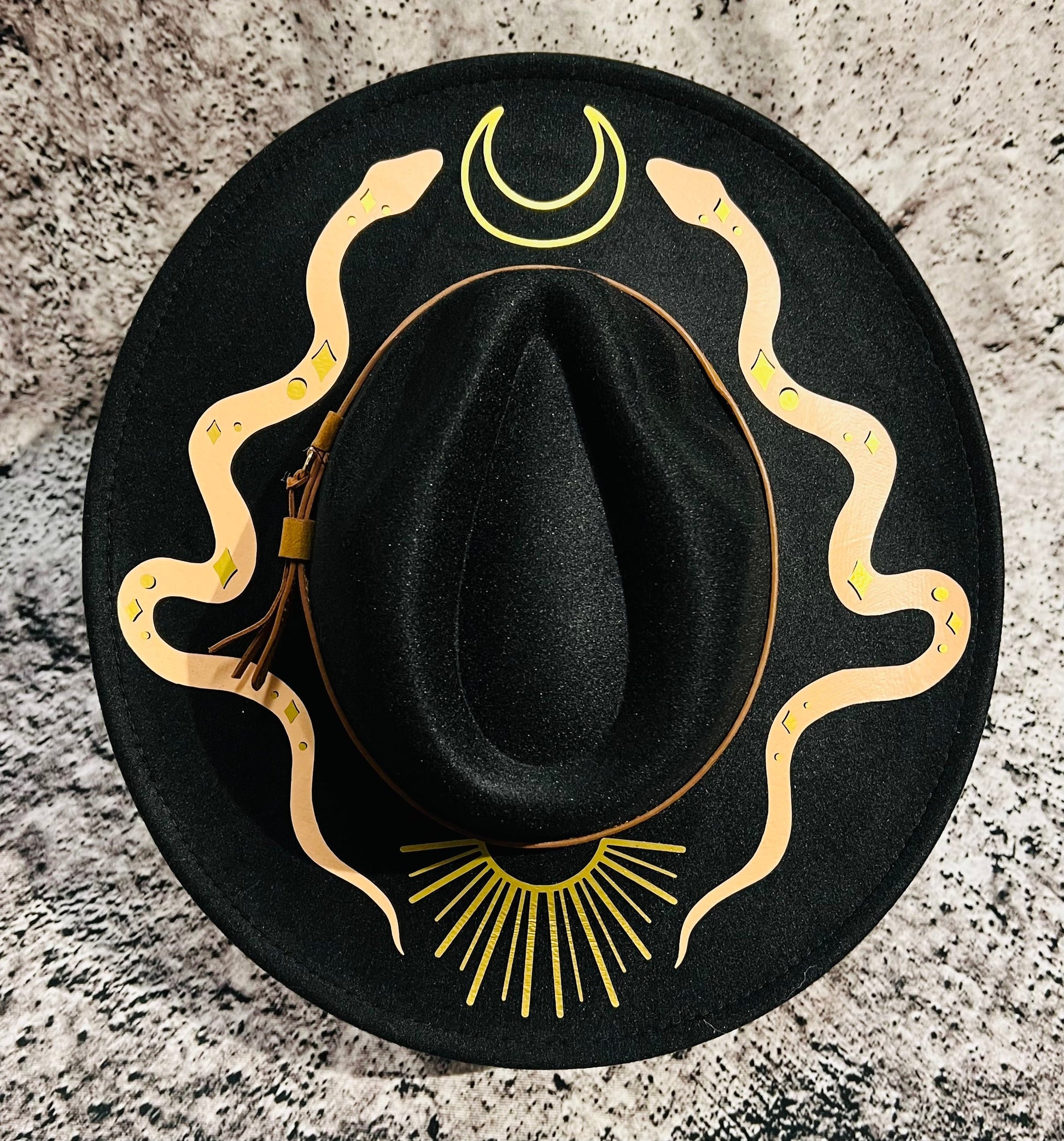 Vegan Felt Hat - XL Brim - Western Snakes -  - 