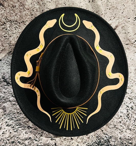 Vegan Felt Hat - XL Brim - Western Snakes -  - 