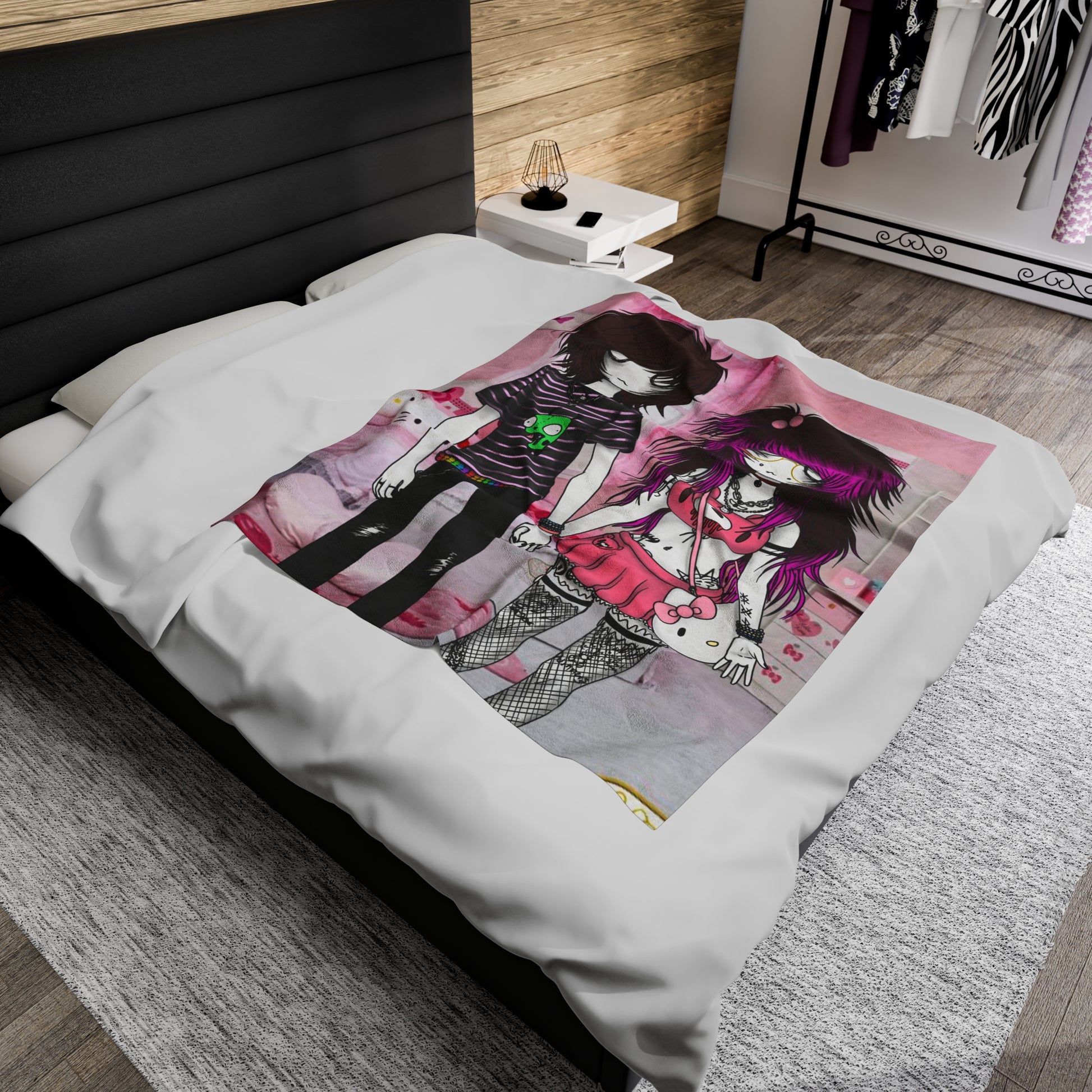 03osc & 8ngelonline Emo Couple Velveteen Plush Blanket - HKWD - Blankets