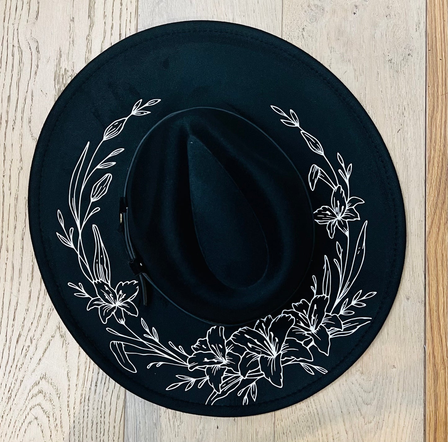 Vegan Felt Hat - XL Brim - Lilies -  - 