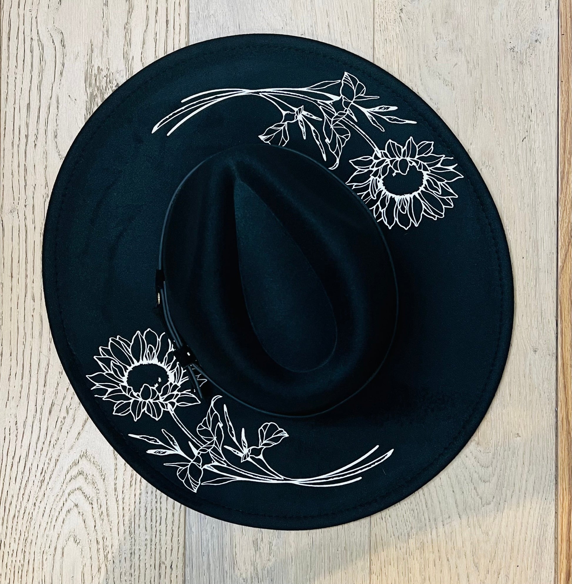Vegan Felt Hat - XL Brim - Sunflowers -  - 