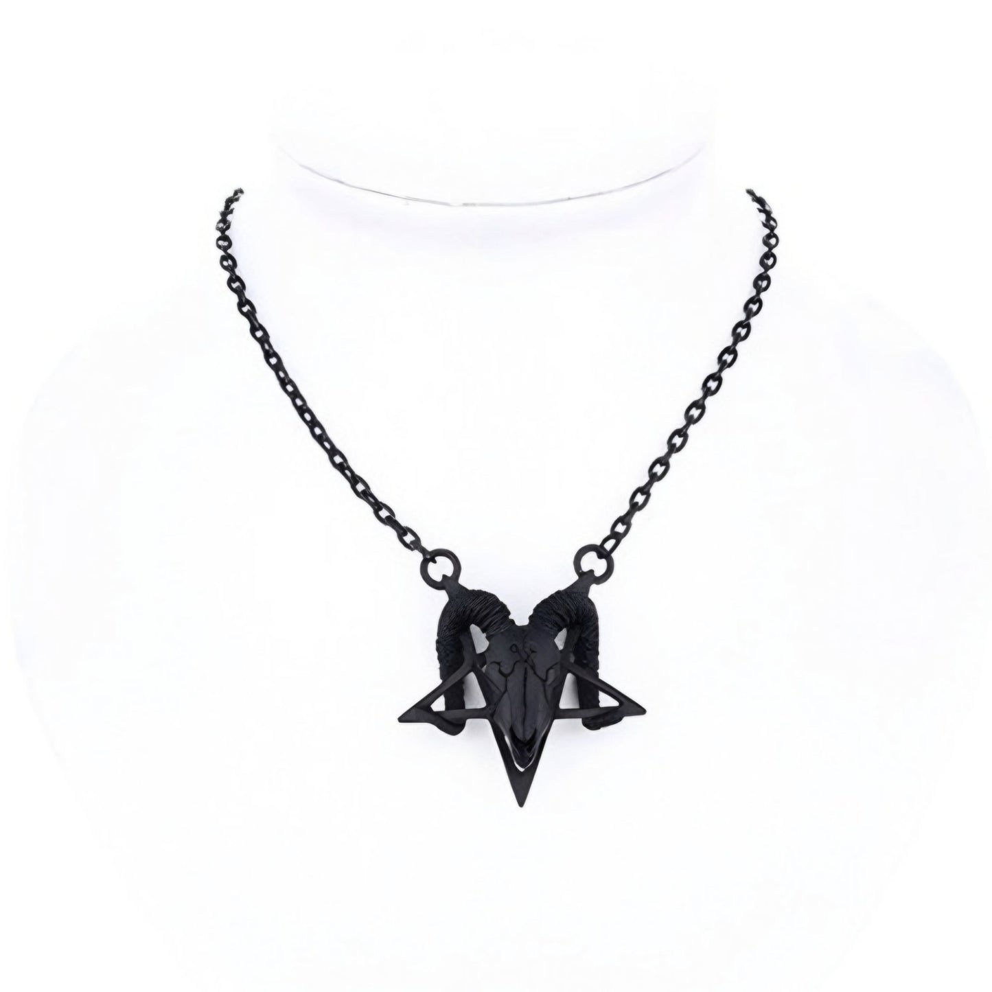 Black Ram Skull Pentagram Necklace Adjustable Chain Pagan Occult Witchcraft Amulet - Restyle - Jewelry