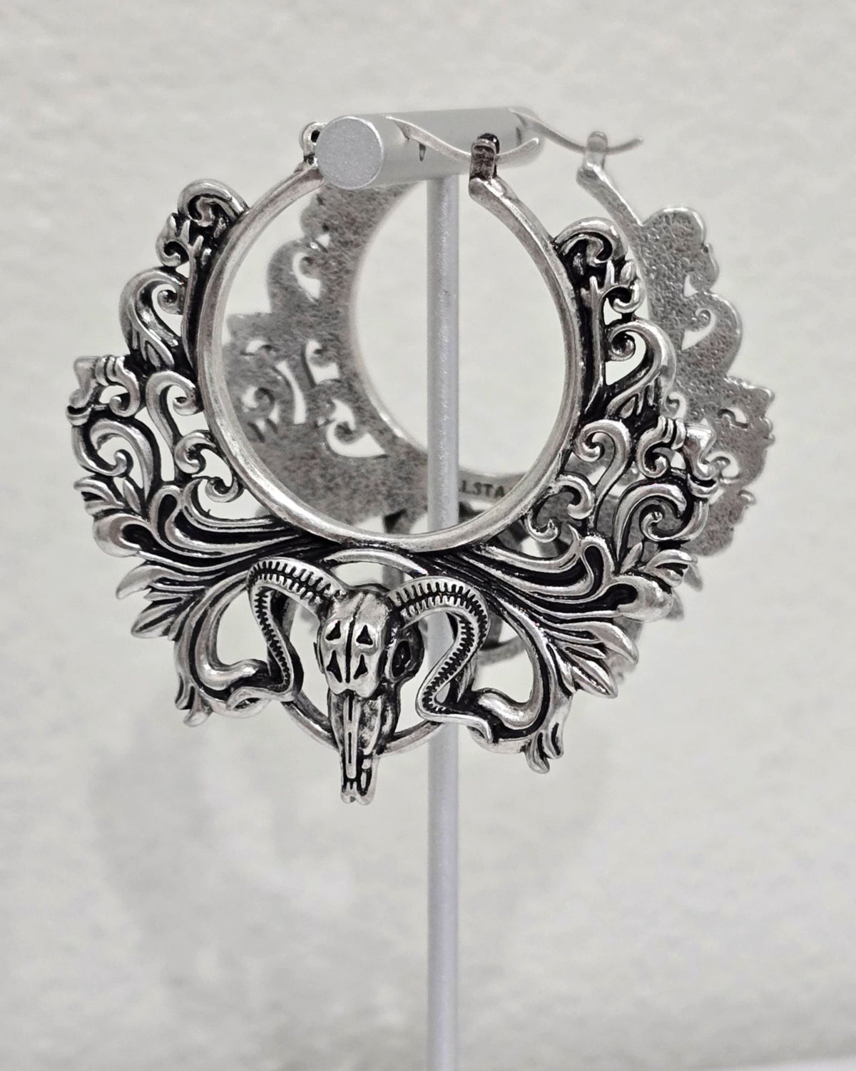 Killstar Worship The Night Hoop Earrings Ram Skull Baphomet Occult Filigree