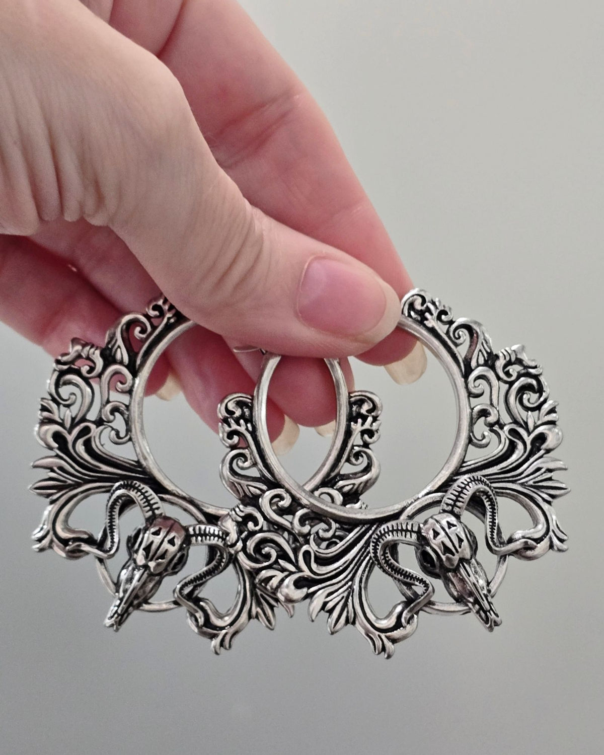 Killstar Worship The Night Hoop Earrings Ram Skull Baphomet Occult Filigree