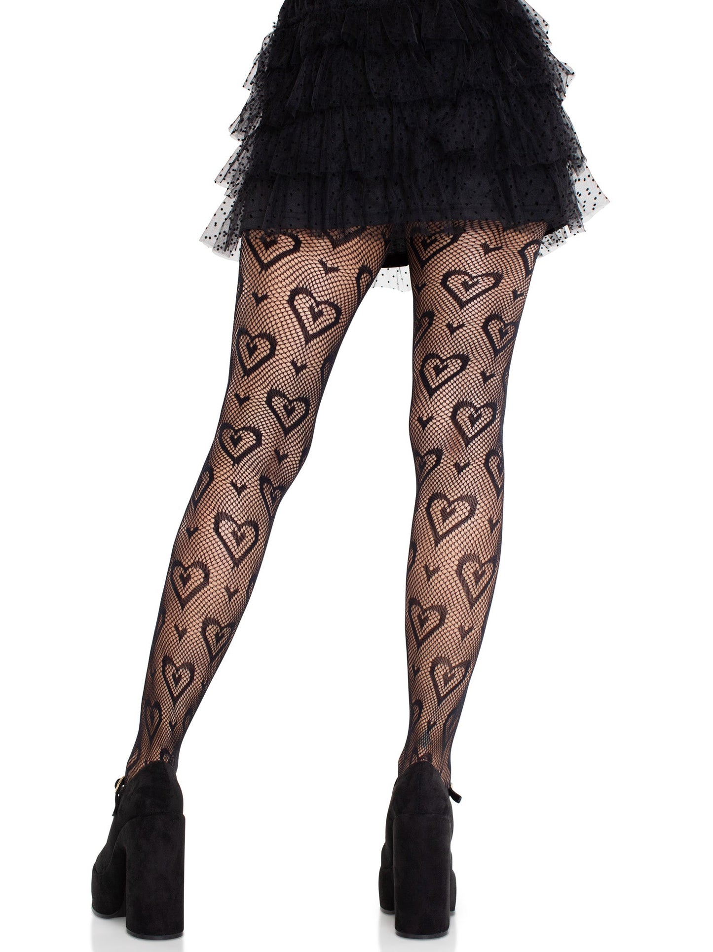 Cherie Heart Net Tights - Coquette Fishnet Tights - Cute Heart Hosiery