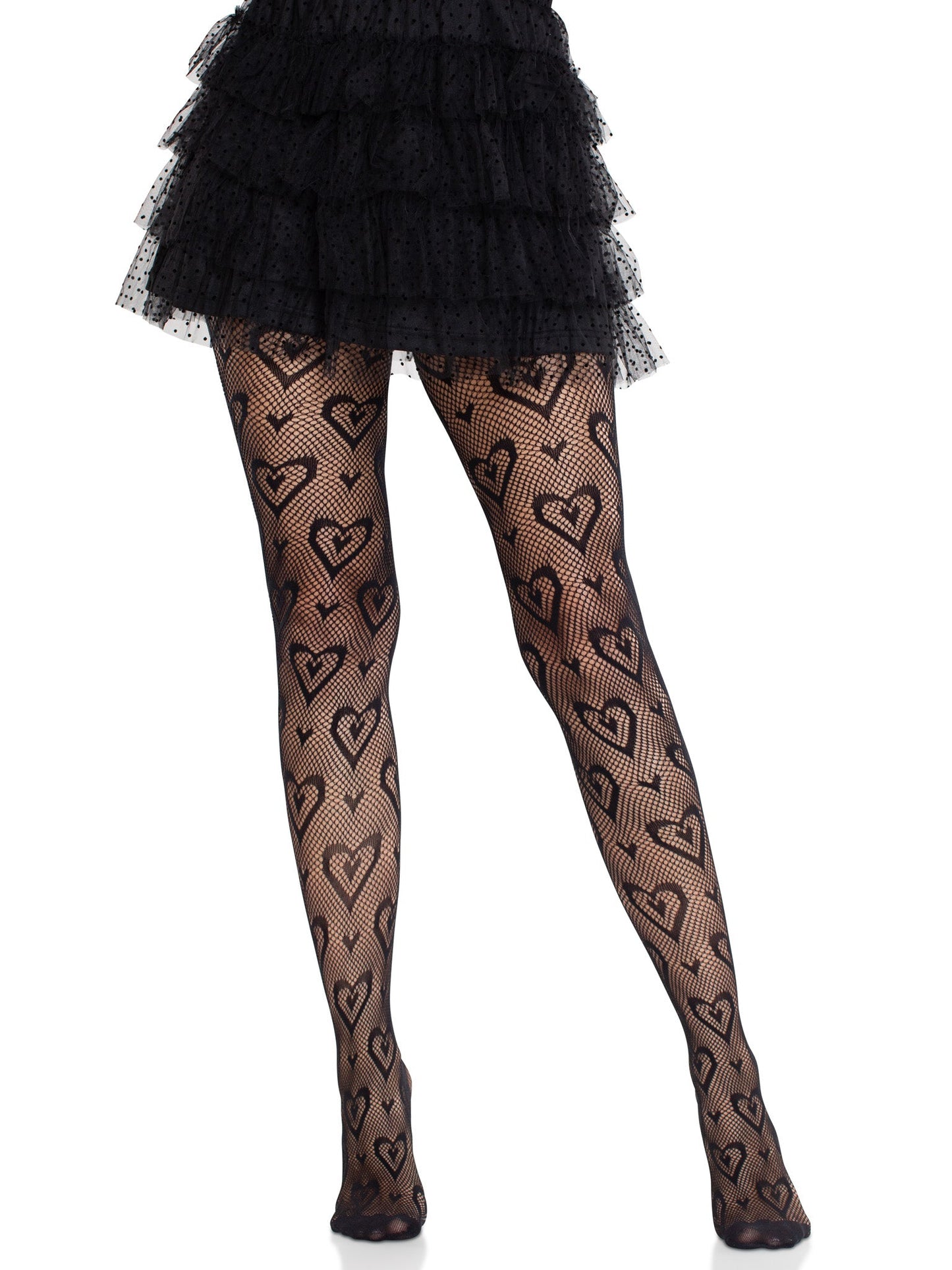 Cherie Heart Net Tights - Coquette Fishnet Tights - Cute Heart Hosiery