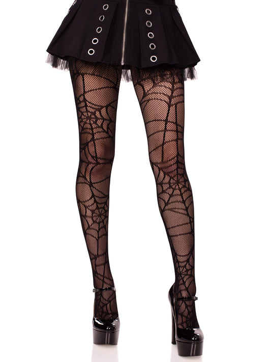 Spiderweb Net Tights - Gothic Fishnet Hosiery - Halloween Spider Web Stockings