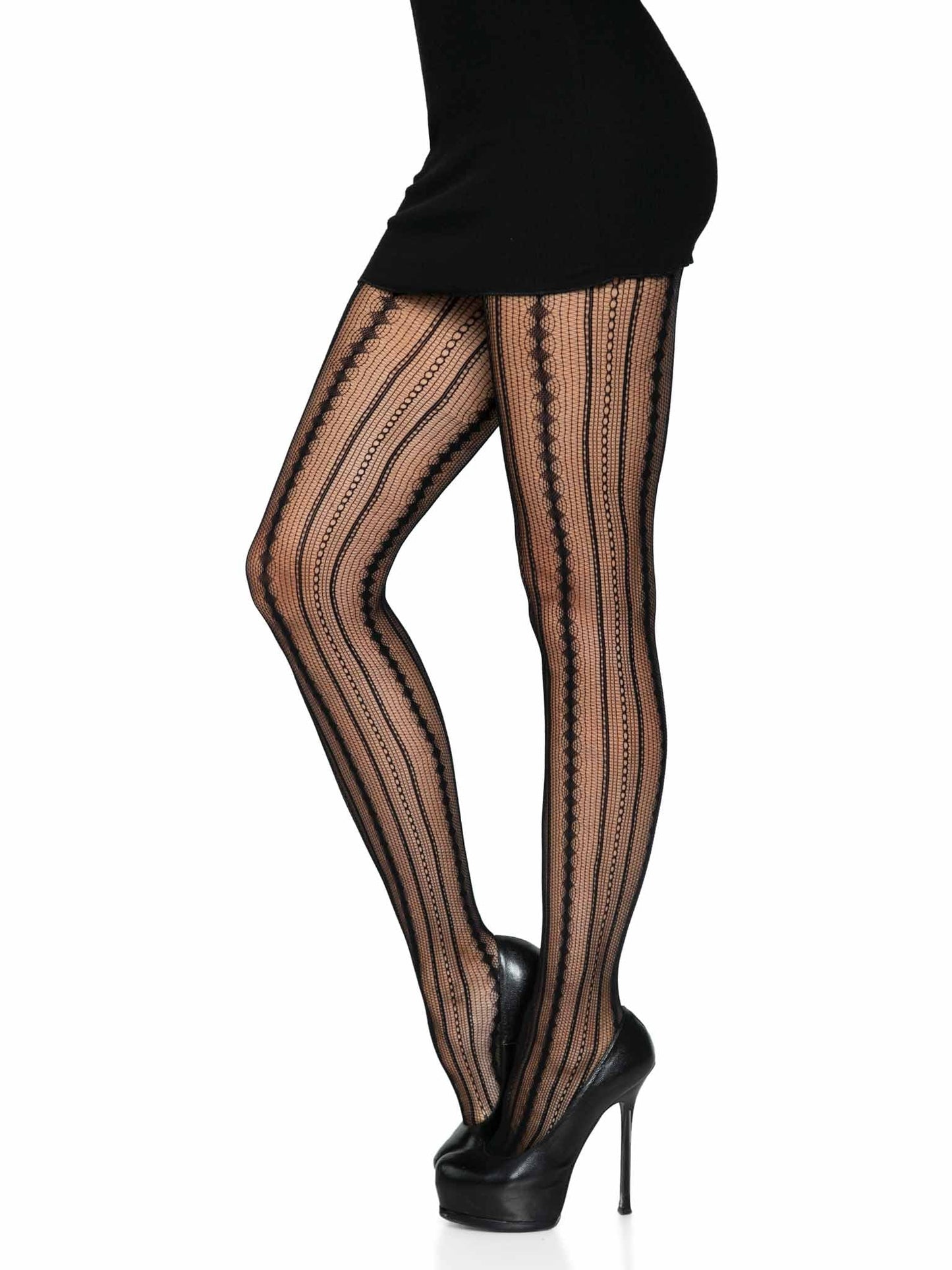 Eve Vintage Pinstripe Net Tights - Retro Fishnet Tights - Sexy Hosiery