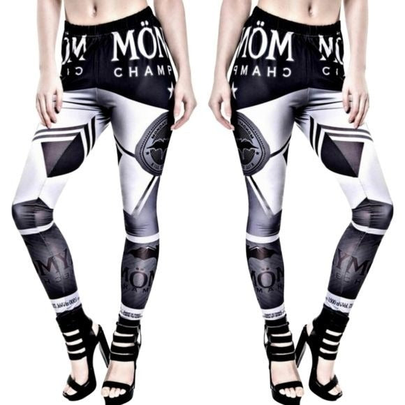 Form-Fitting Leggings | Monday Champagne | Gothic Black White Silver - Killstar - Leggings