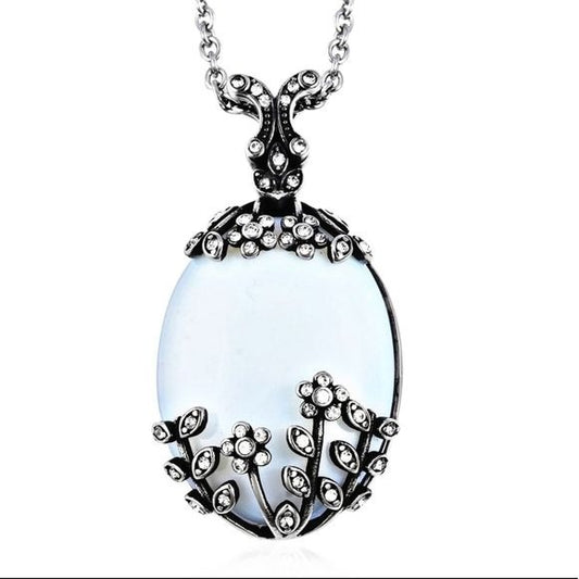 Opalite & Austrian Crystal Pendant | 30ctw Necklace 20" - A Gothic Universe - Necklaces