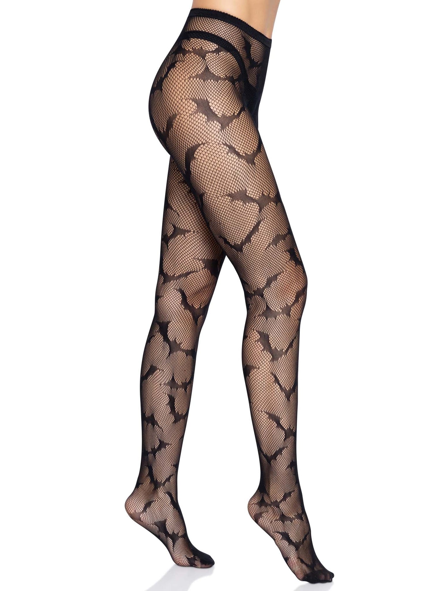 Bat Net Tights - Gothic Halloween Fishnet Hosiery - Vampire Costume Tights