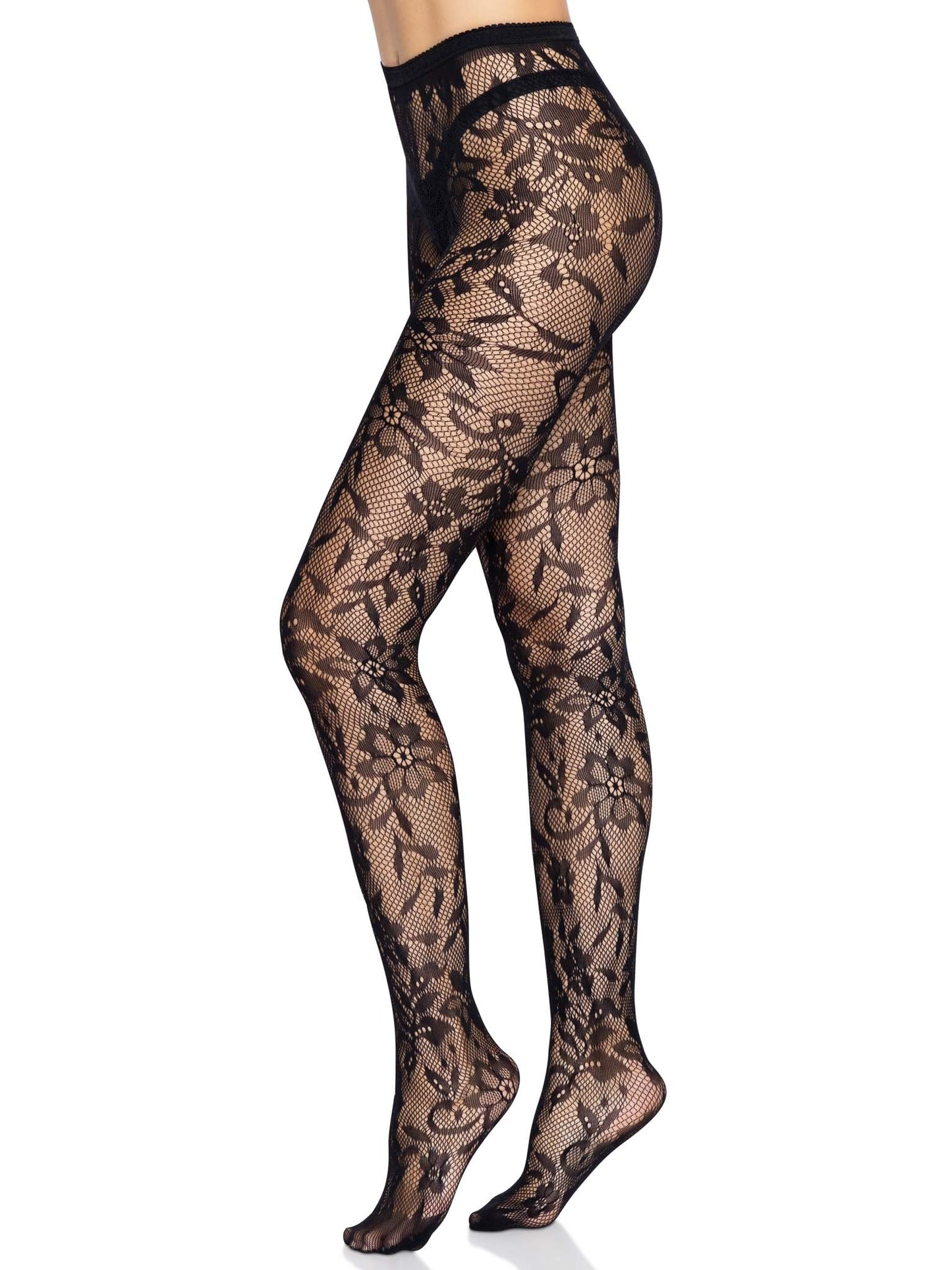 Chantilly Floral Lace Tights -  - Hosiery