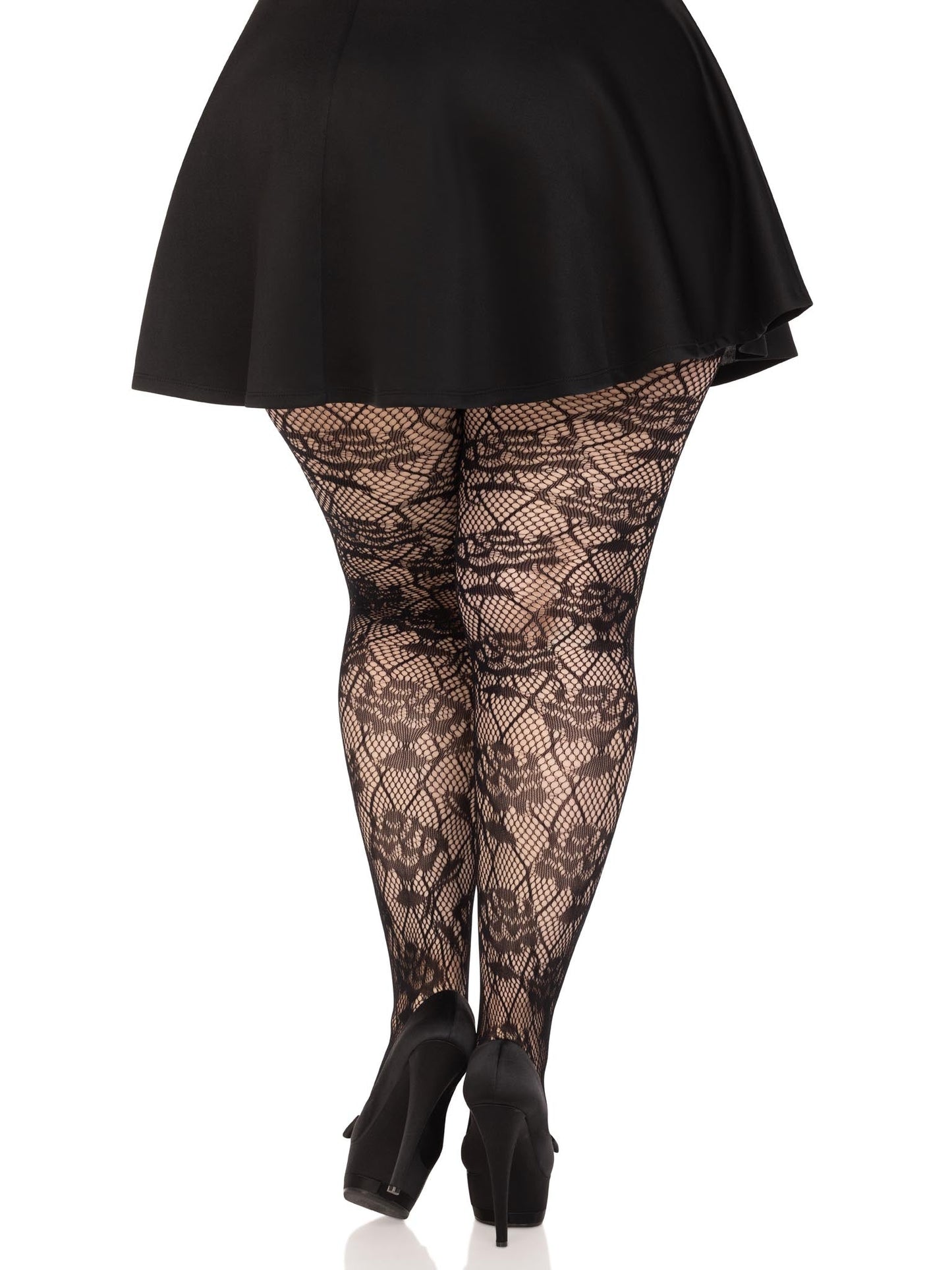 Wild Rose Plus Floral Tights - Plus Size Fishnet Tights - Romantic Lace Hosiery