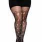 Drew Floral Vine Fishnet Tights - Romantic Lace Fishnet Tights - Sexy Hosiery