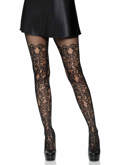 Drew Floral Vine Fishnet Tights - Romantic Lace Fishnet Tights - Sexy Hosiery -  - Fishnet Tights