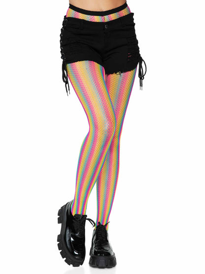 Tay Rainbow Striped Fishnet Tights - Colorful & Stylish -  - Fishnet Tights
