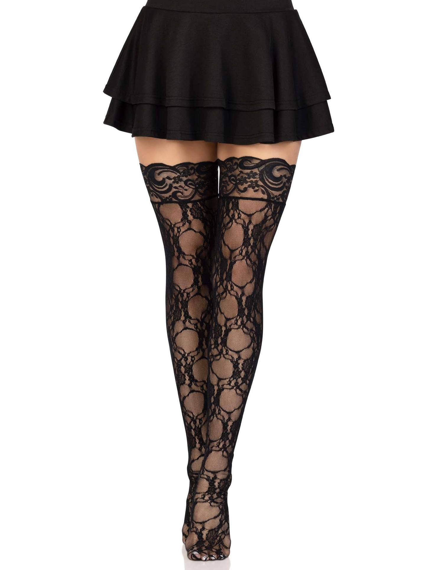 Bree Floral Lace Thigh Highs - Romantic Lace Stockings - Feminine Hosiery