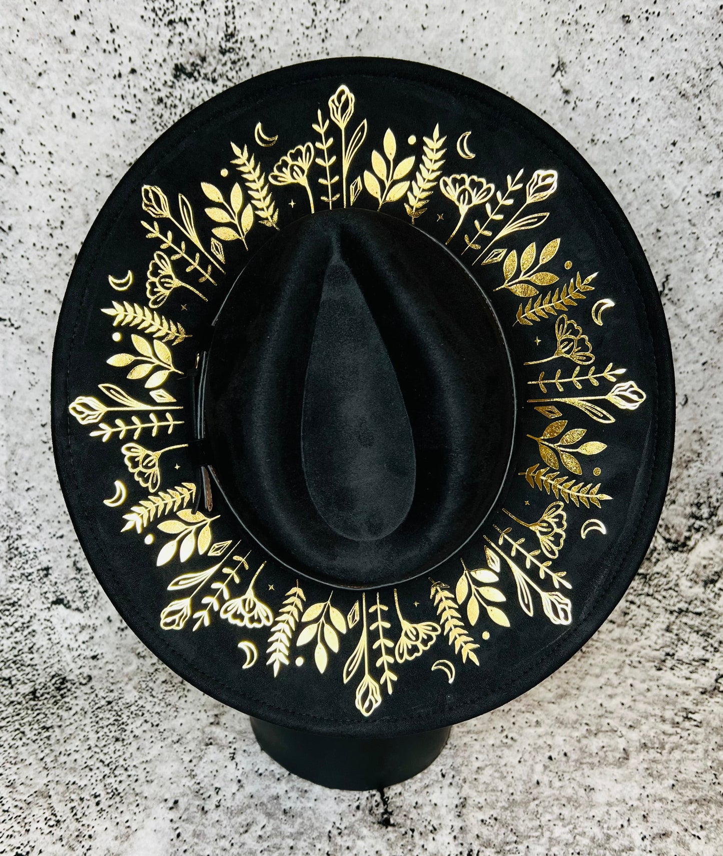 Vegan SUEDE Wide Brim Hat - XL Brim - Foiled Botanicals -  - 