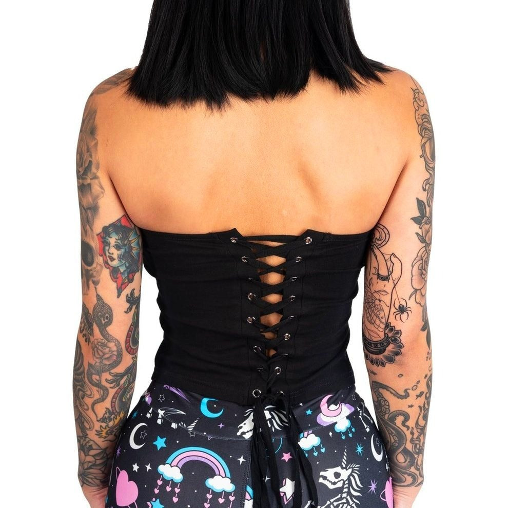 Its Alive Zombie Corset Lace-Up Strapless Top S